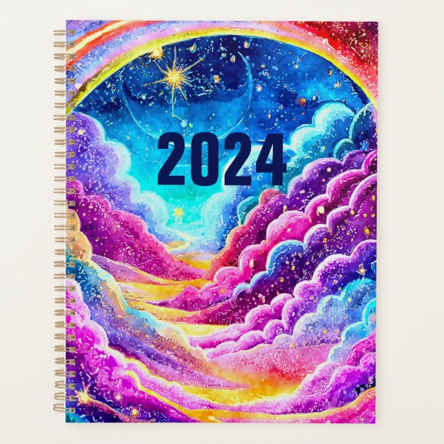 2024 PLANNER COLORFUL CUTE ABSTRACT GALAXY DESIGN (Front)