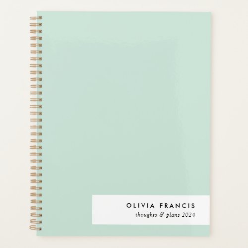 2024 Plans Modern Minimalist Mint Green Pastel Planner