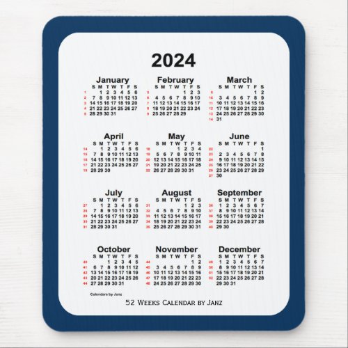 2024 Police Box Blue 52 Week Calendar by Janz Mouse Pad