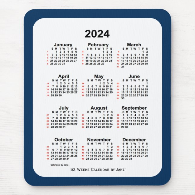 2024 Police Box Blue 52 Week Calendar by Janz Mouse Pad (Front)