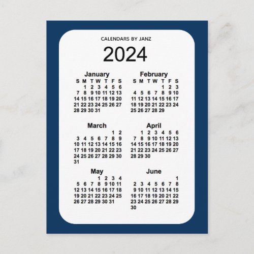 2024 Police Box Blue 6 Month Mini Calendar by Janz Postcard