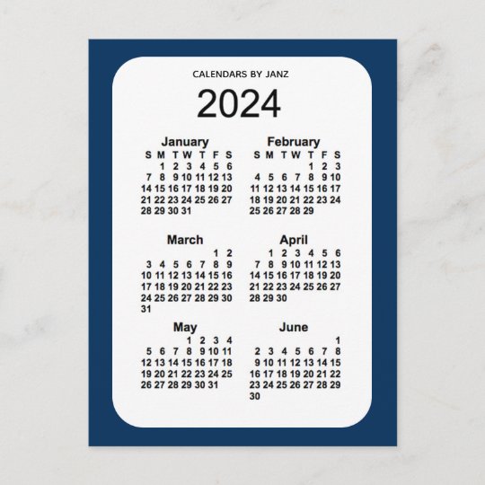 2024 Police Box Blue 6 Month Mini Calendar by Janz Postcard Zazzle