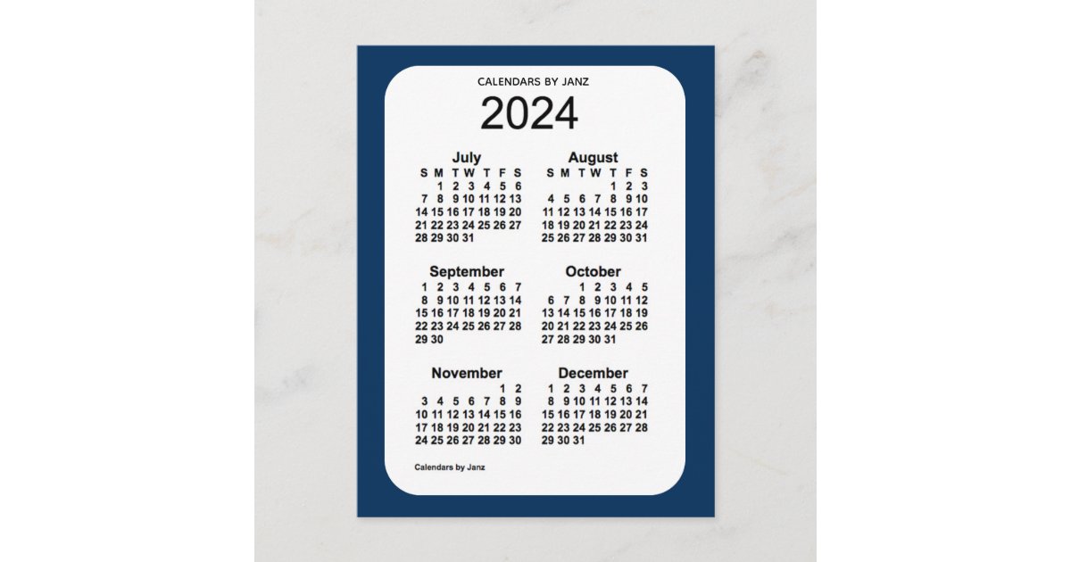 2024 Police Box Blue 6 Month Mini Calendar by Janz Postcard Zazzle