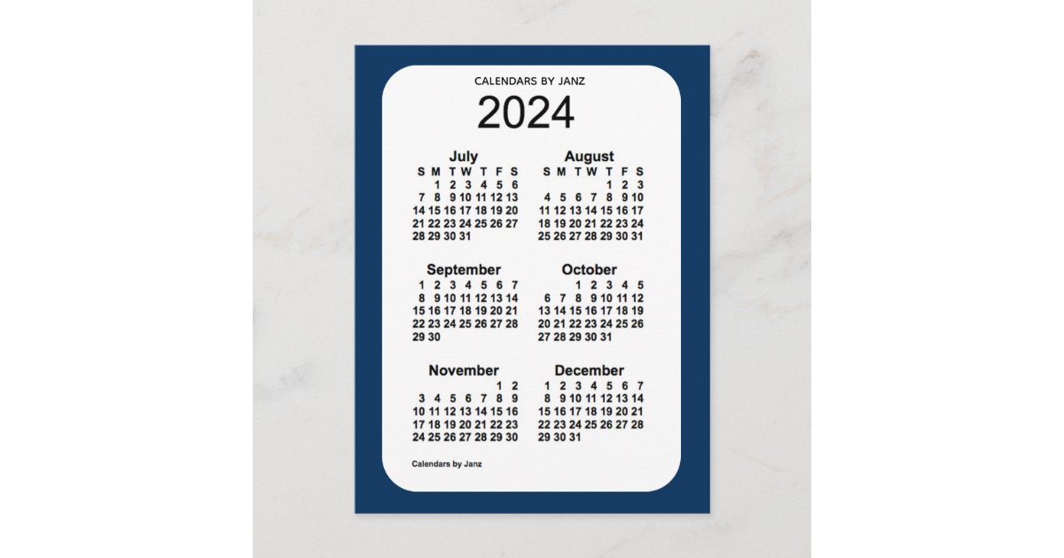 2025 Police Box Blue 6 Month Mini Calendar by Janz Postcard Zazzle