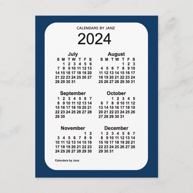 2024 Police Box Blue 6 Month Mini Calendar by Janz Postcard (Front)
