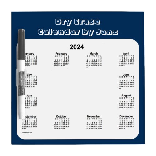 2024 Police Box Blue Dry Erase Calendar by Janz Dry Erase Board