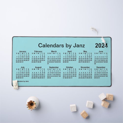 2024 Powder Blue Large Print Calendar by Janz Desk Mat