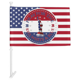 2024 Pray For The Red White Blue Statue of Liberty Car Flag