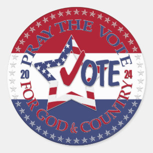 2024 Pray The Vote For God and Country Vote Star Classic Round Sticker