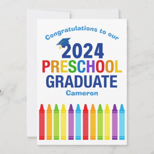 2024 Preschool Graduate Custom Cute Graduation Card