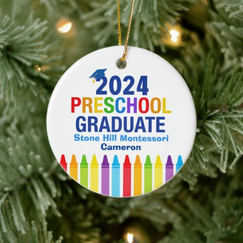 2024 Preschool Graduate Cute Custom Graduation Ceramic Ornament