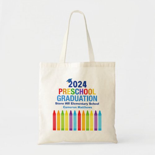 2024 Preschool Graduate Cute Custom Graduation Tote Bag