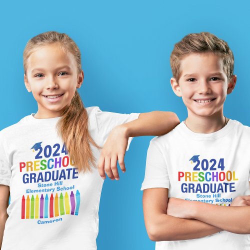 2024 Preschool Graduate Cute Custom School Kids T_Shirt