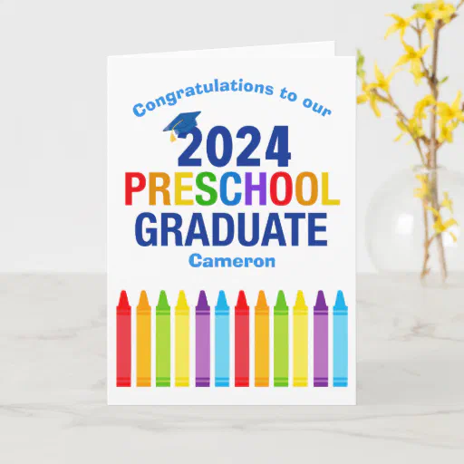 2024 Preschool Graduation Custom Cute Crayon Card