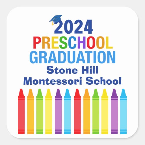 2024 Preschool Graduation Custom School Party Square Sticker