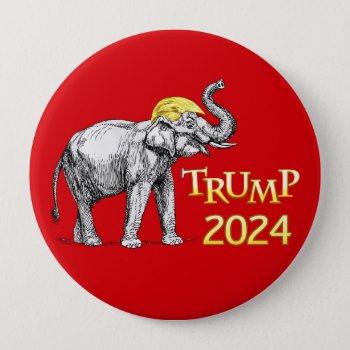2024 President Trump Elephant Campaign Button by Eloquents at Zazzle