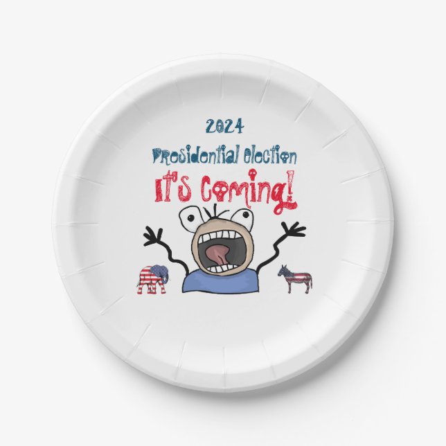 2024 Presidential Election, It's Coming! Paper Plates (Front)