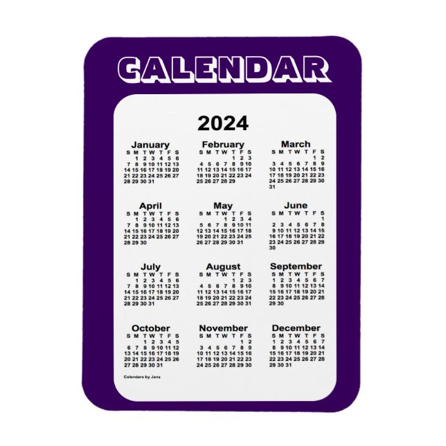 2024 Purple Calendar by Janz 3x4 Magnet (Vertical)