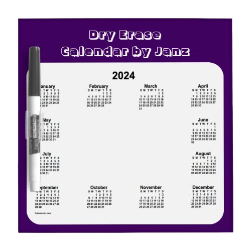 2024 Purple Calendar by Janz Dry Erase Board