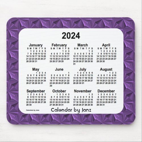 2024 Purple Diamonds Calendar by Janz Mouse Pad