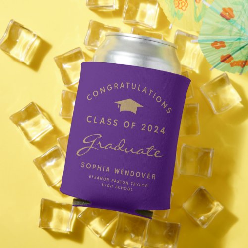 2024 Purple Gold Graduation Can Cooler