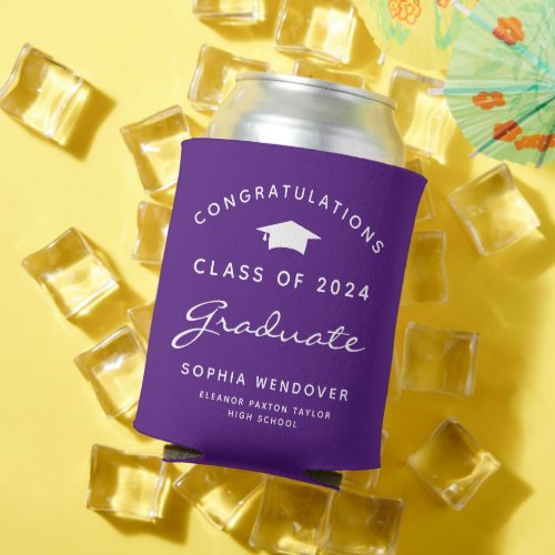 2024 Purple White Graduation Can Cooler