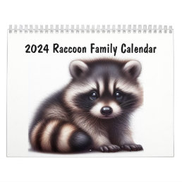 2024 Raccoon Family Fun Animals Calendar