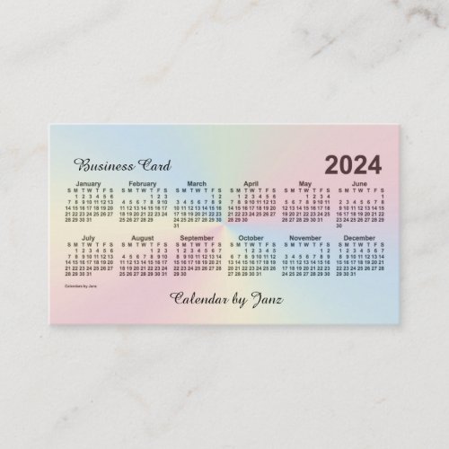 2024 Rainbow Cloud Calendar by Janz Business Card