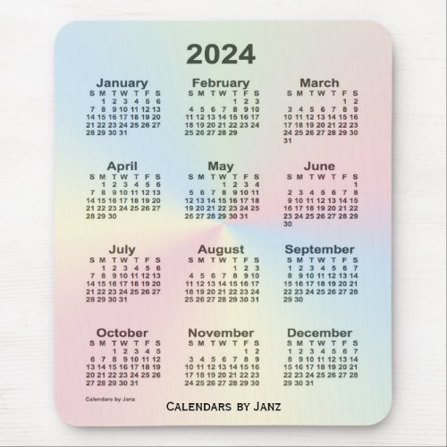 2024 Rainbow Cloud Calendar by Janz Mouse Pad