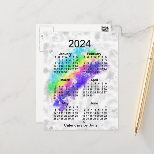 2024 Rainbows End 6 Month Mini Calendar by Janz Postcard