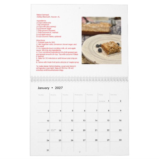 2024 Recipe Calendar (Jan 2027)