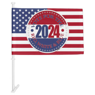 2024 Red and Blue Vote for the Red White and Blue Car Flag