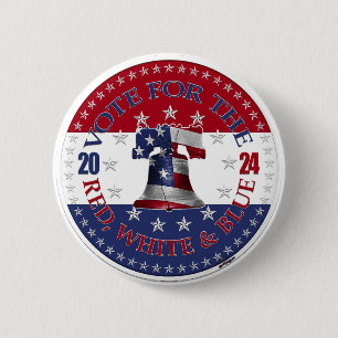 2024 Red and Blue Vote for the Red White Blue Bell Button