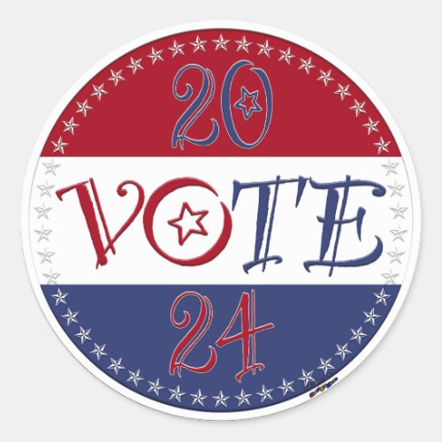 2024 Red and Blue VOTE Script Classic Round Sticker