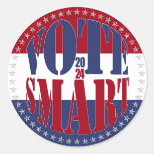 2024 Red and Blue VOTE SMART 1 Classic Round Sticker