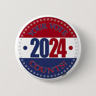 2024 Red and Blue Your Vote Counts Button