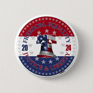 2024 Red Blue Freedom, Equality, Justice Liberty B Button
