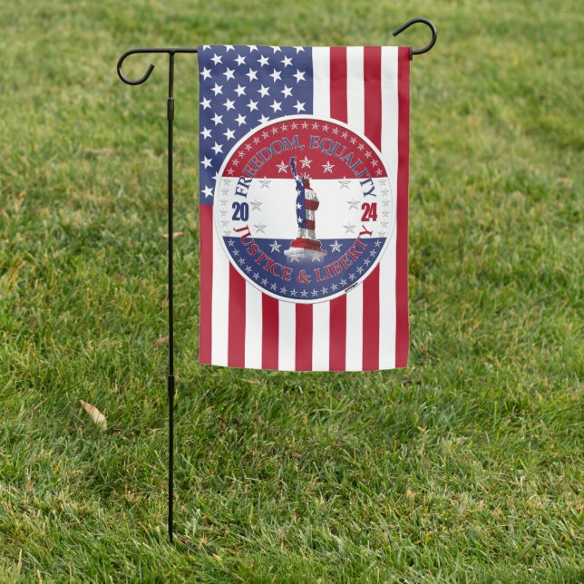 2024 Red Blue Freedom, Equality, Justice Liberty S Garden Flag (In SItu)