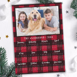 2024 Red Buffalo Plaid Photo Calendar Magnet Card<br><div class="desc">2024 Photo Calendar Cards - Send New Year Greetings or include in your Christmas cards, these 5x7 photo calendar cards are perfect as Christmas and New Year cards to family and friends. Perfect to highlight or circle special family dates, anniversaries, birthdays, and reunions. Personalize these full year photo calendar cards...</div>