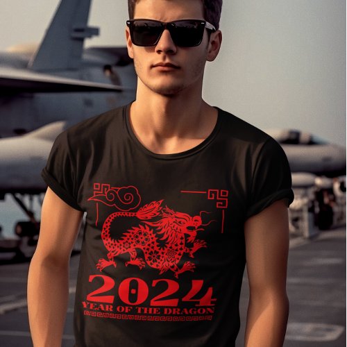 2024 Red Chinese Zodiac Year of the Dragon Artwork T_Shirt