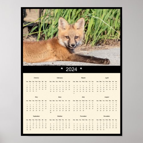 2024 Red Fox Kit Wall Calendar Poster