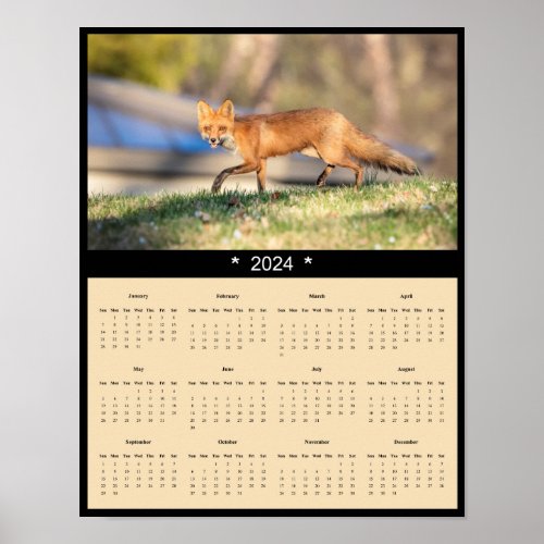 2024 Red Fox Wall Calendar Poster