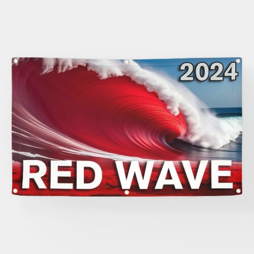 2024 RED WAVE _ Eye_Catching Tsunami Ocean Wave Banner