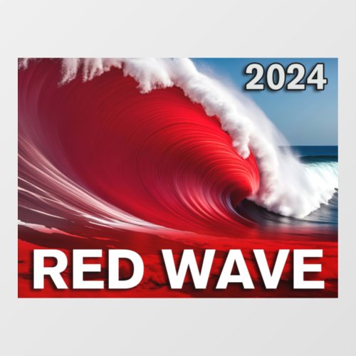 2024 RED WAVE _ Eye_Catching Tsunami Ocean Wave Window Cling
