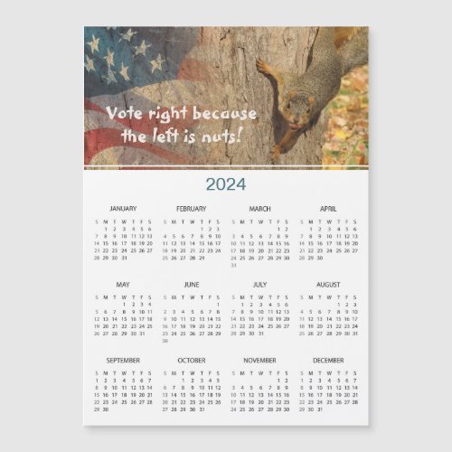 2024 Republican Squirrel Calendar Magnetic Card