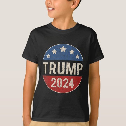 2024 Retro Campaign Button Re Elect President Trum T_Shirt