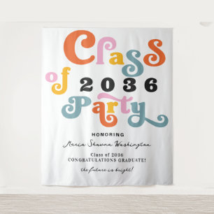 2024 Retro Custom Graduation Party White Backdrop