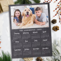 2024 Rustic Chalkboard Family Dog Photo Calendar