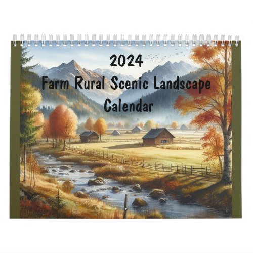 2024 Scenic Farm Rural Landscape  Calendar
