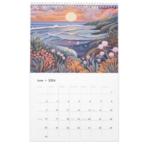 2024 Seaside Beach Illustrated Calendar